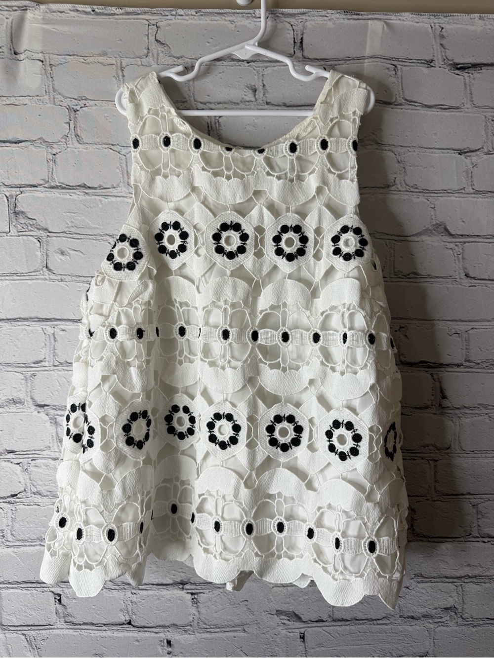 HD in Paris  White Eyelet Lace Dress with Black Accent small